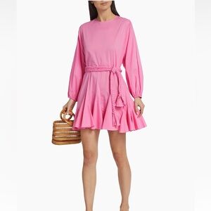 RHODE Pink Long Sleeve Dress with Braided Belt